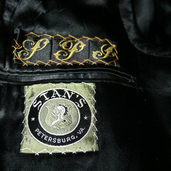 Vintage Wool Blazer Velvet collar Blac Herringbone - Picture 6 of 8